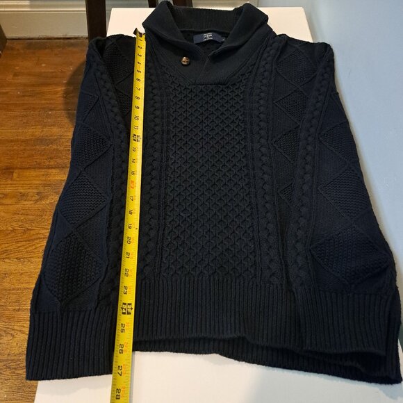 J. Crew Men's L 100% Cotton Cable Knit Cowl Neck Sweater Style 13528 - Picture 14 of 16